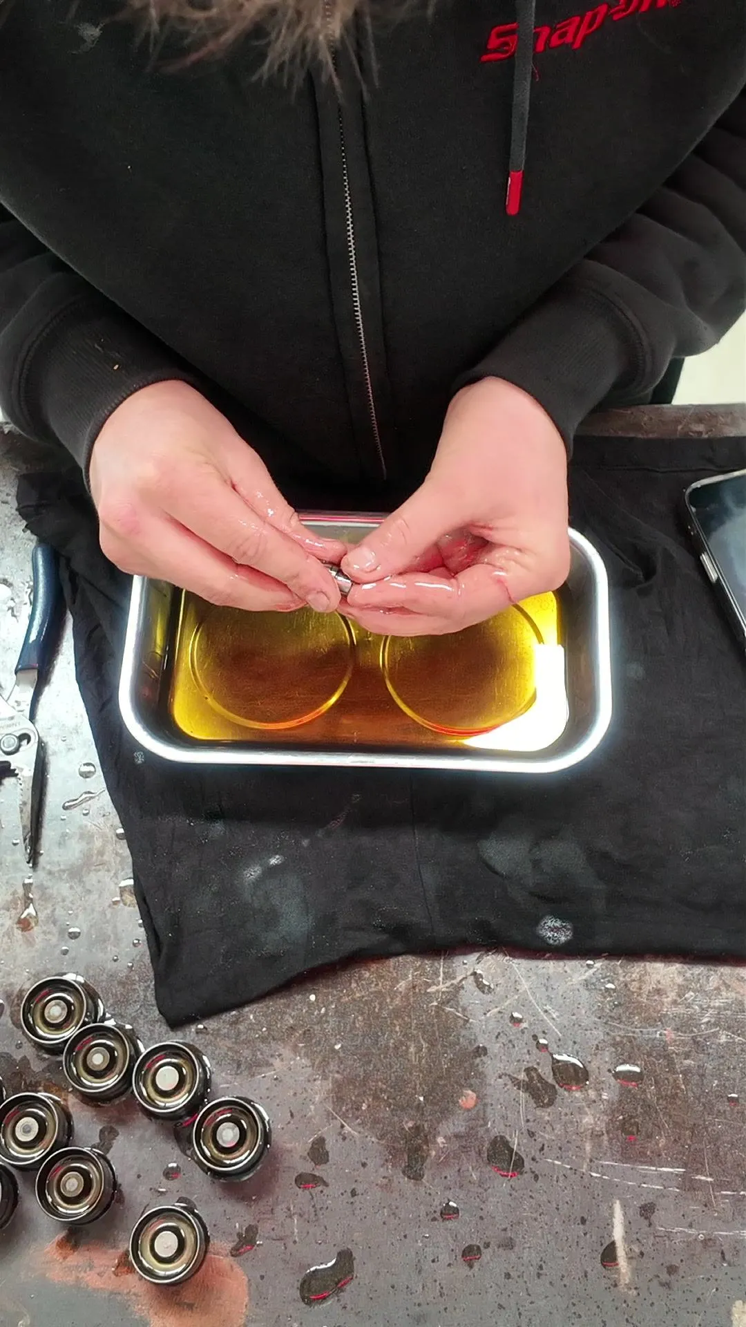 Reassembling the lifters submerged in fresh oil