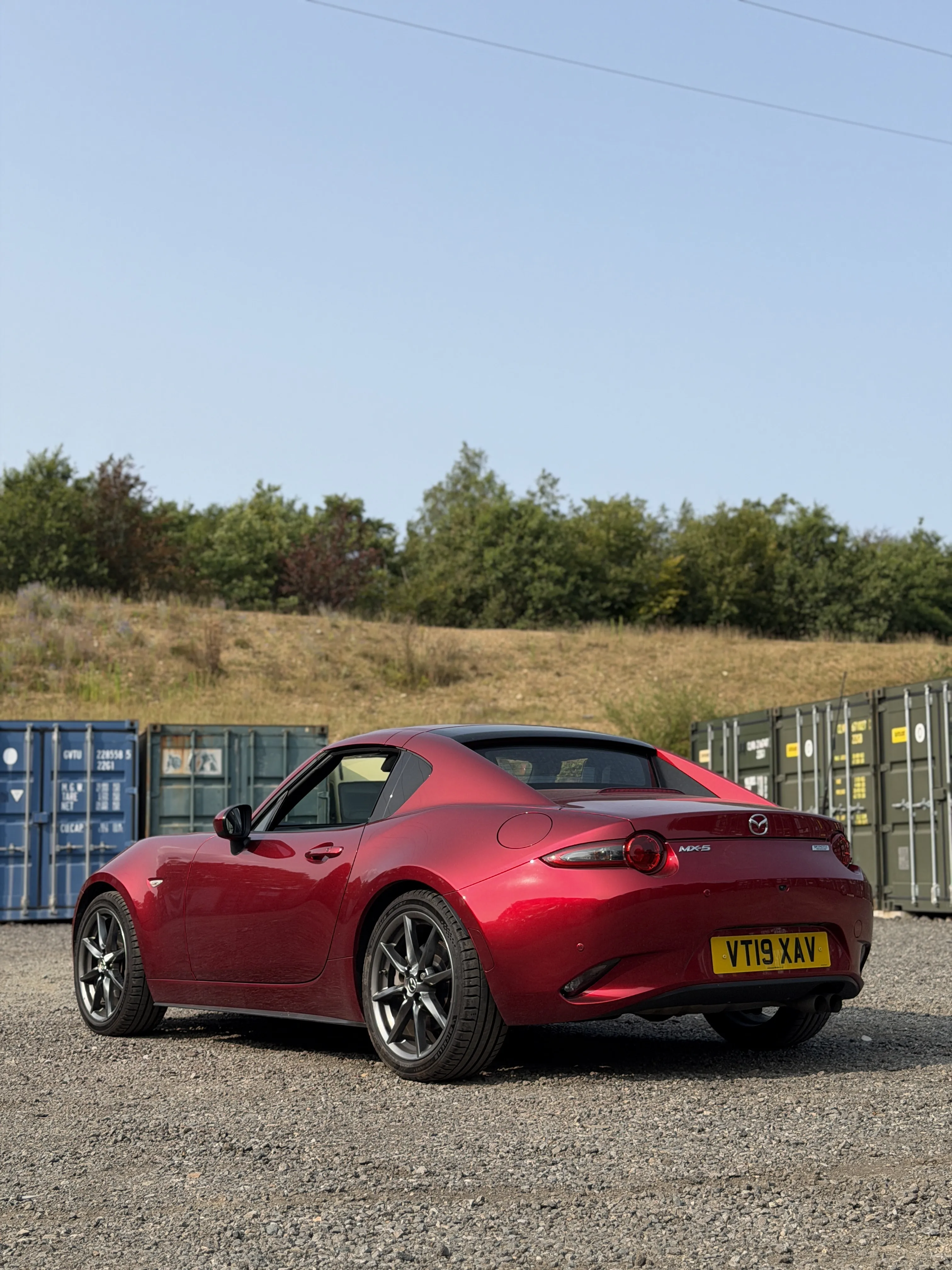 The finished ND RF outside in the sun after the alignment, rear three quarter view showing the lowered stance