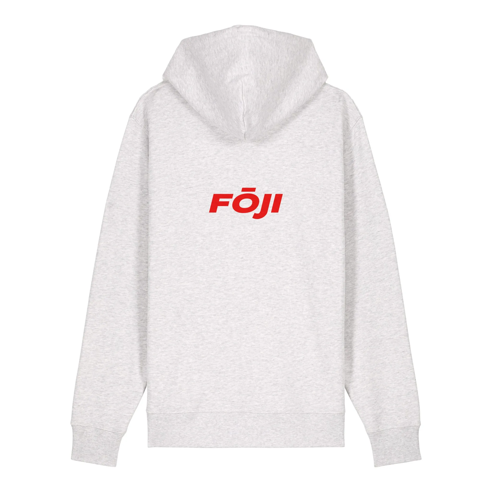 FOJI Badge Hoodie in Cool Heather Grey, back