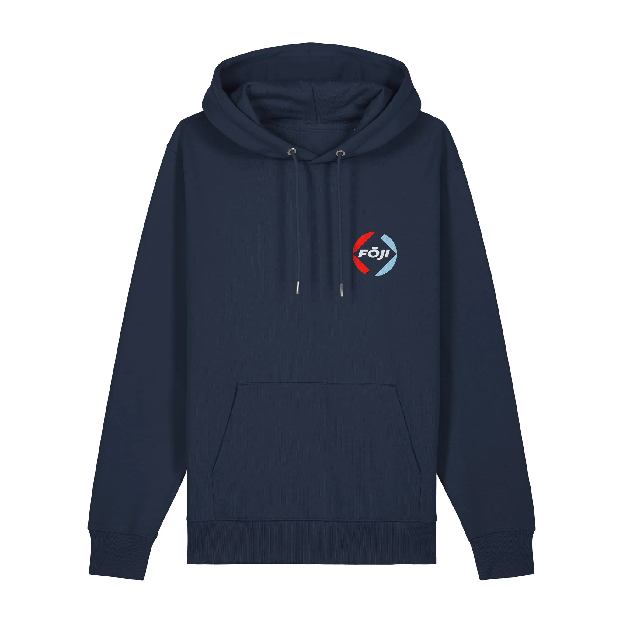 FOJI Badge Hoodie in French Navy, front