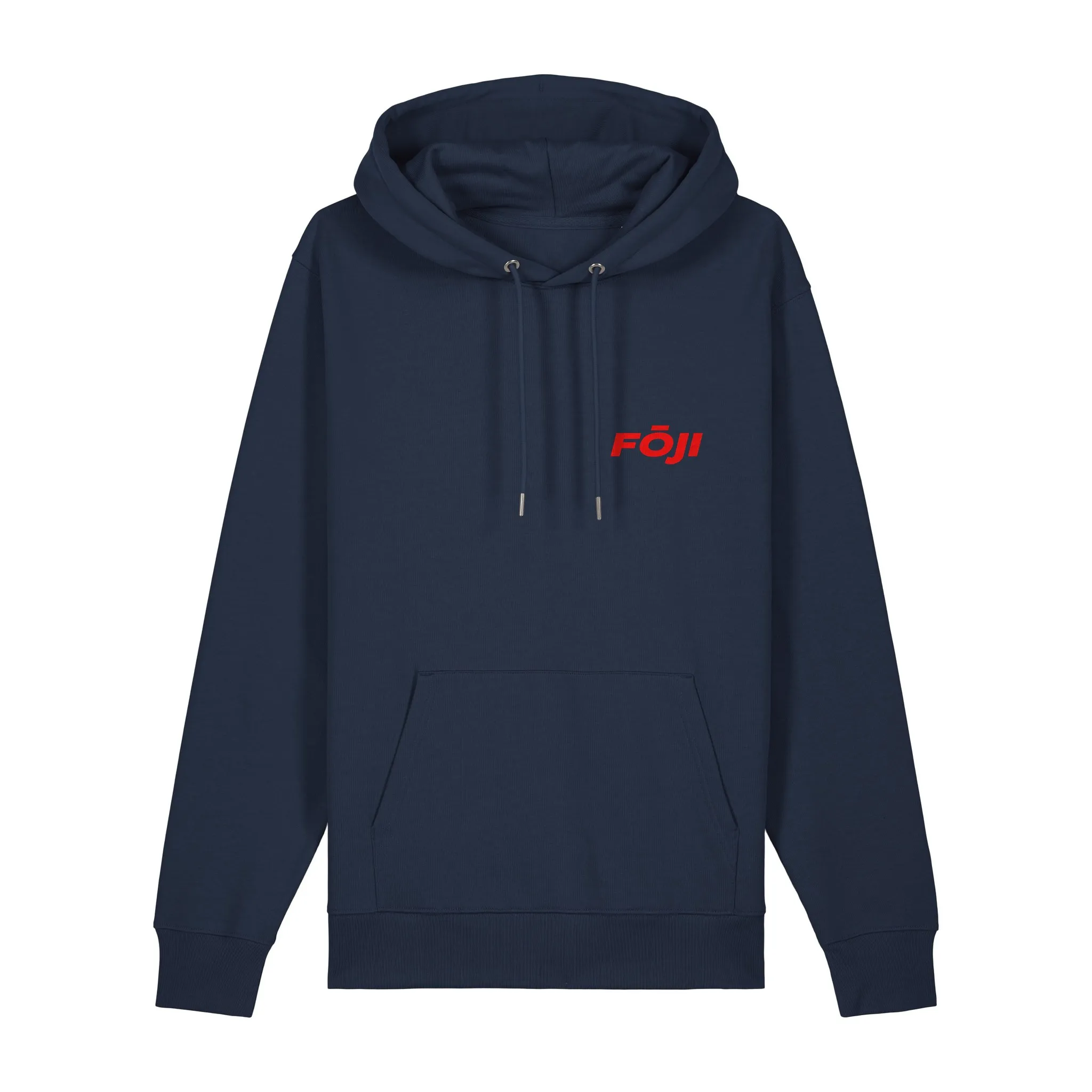 FOJI Badge Back Hoodie in French Navy, front