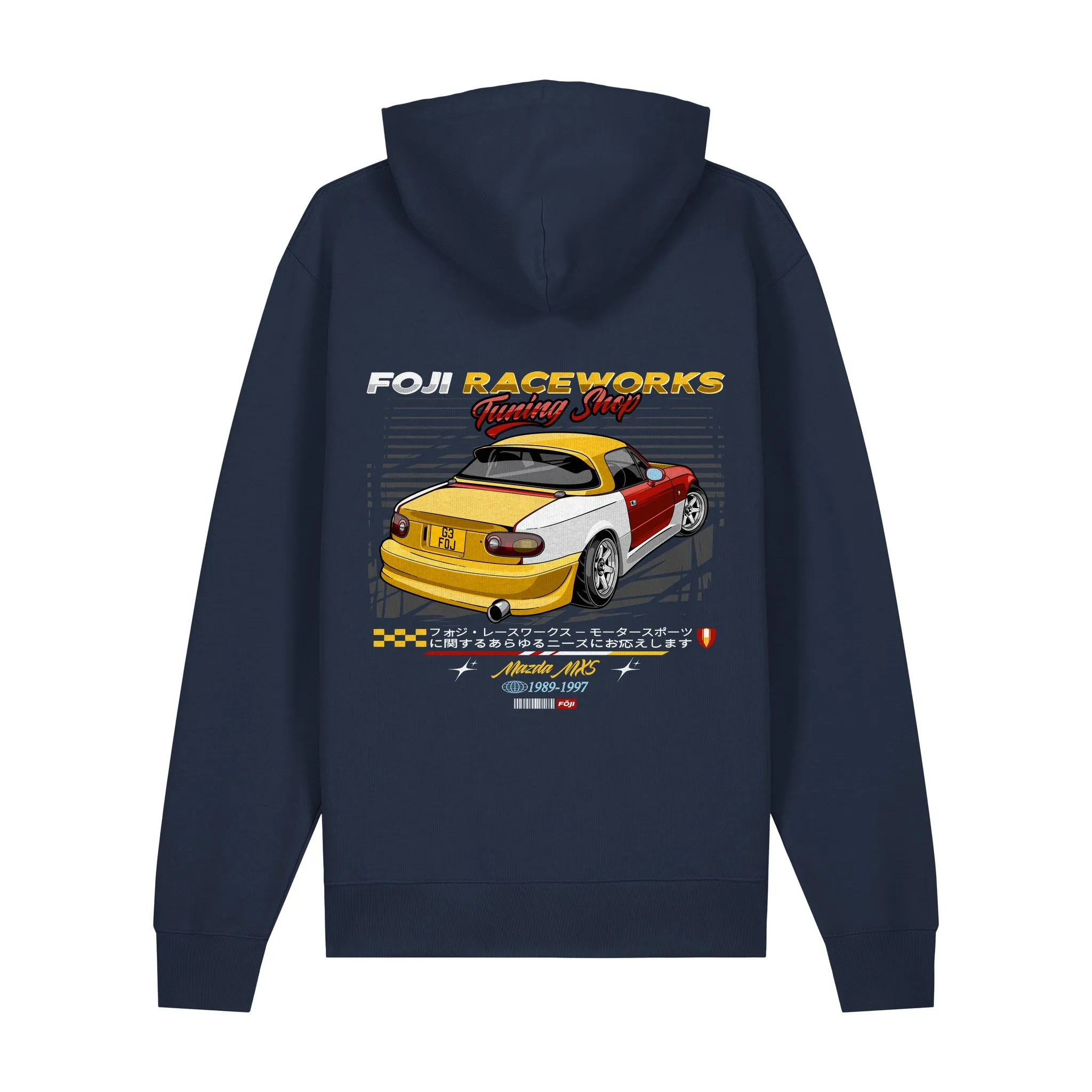 FOJI Tuning Shop Hoodie in French Navy, back