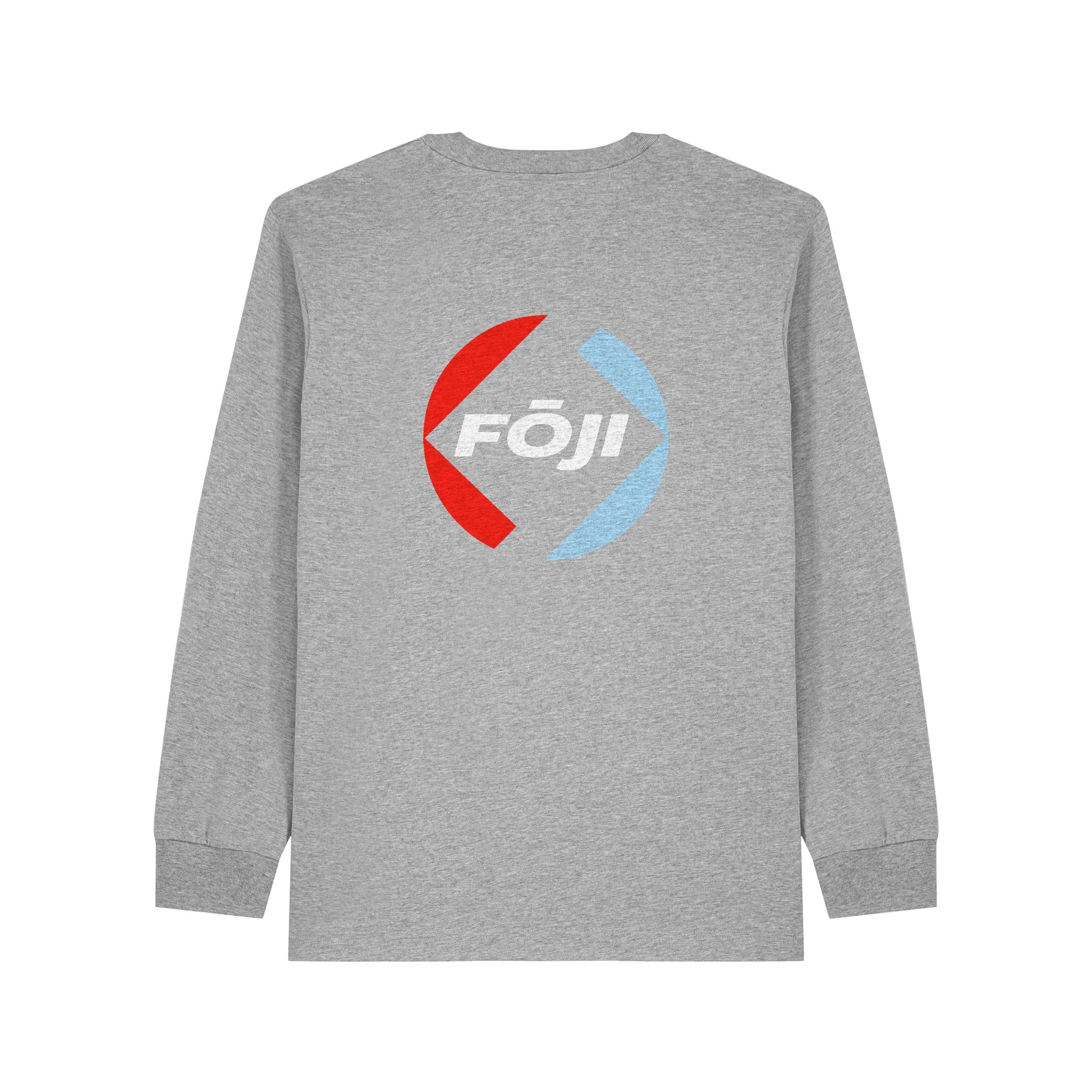 FOJI Badge Back Long Sleeve in Heather Grey, back