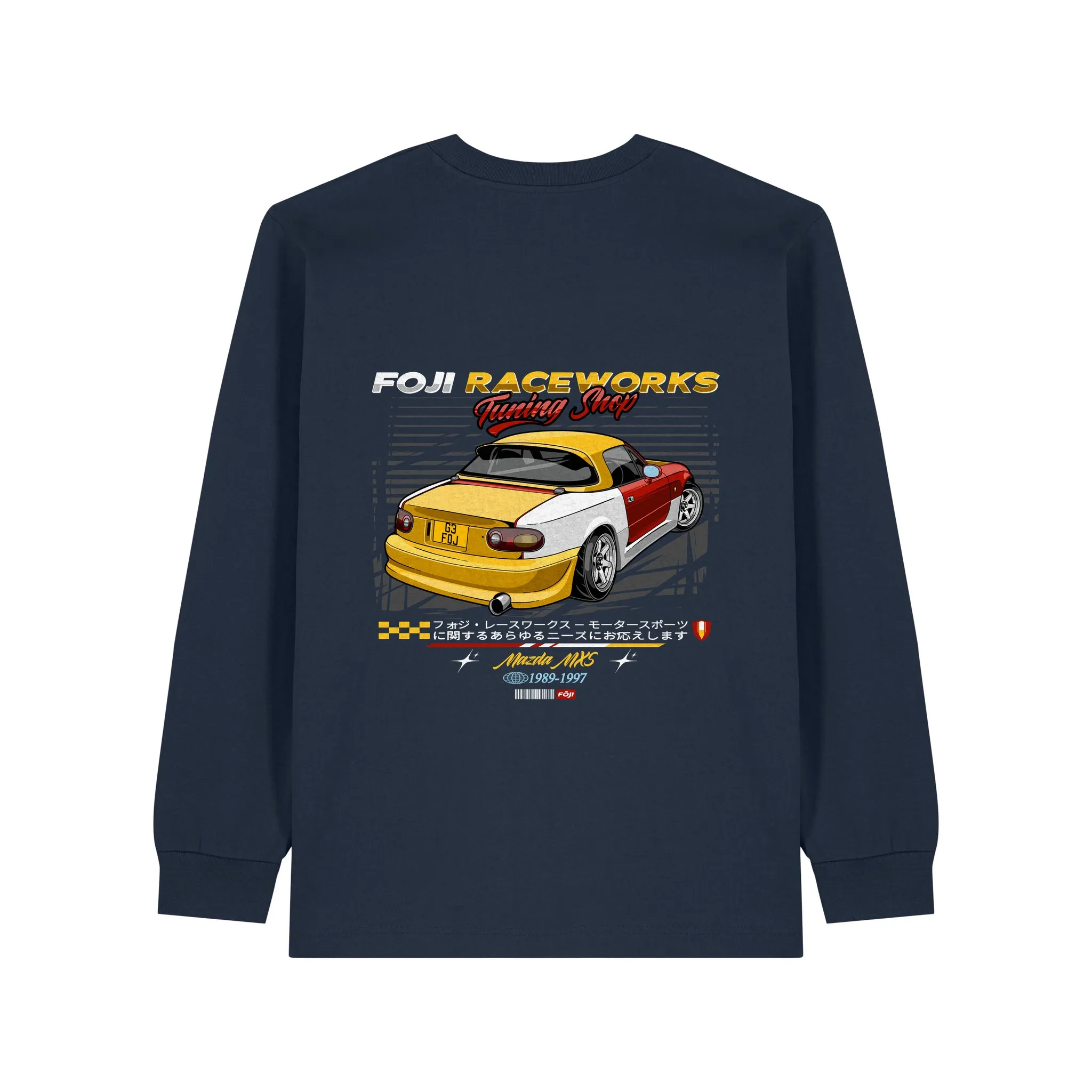 FOJI Tuning Shop Long Sleeve in French Navy, back