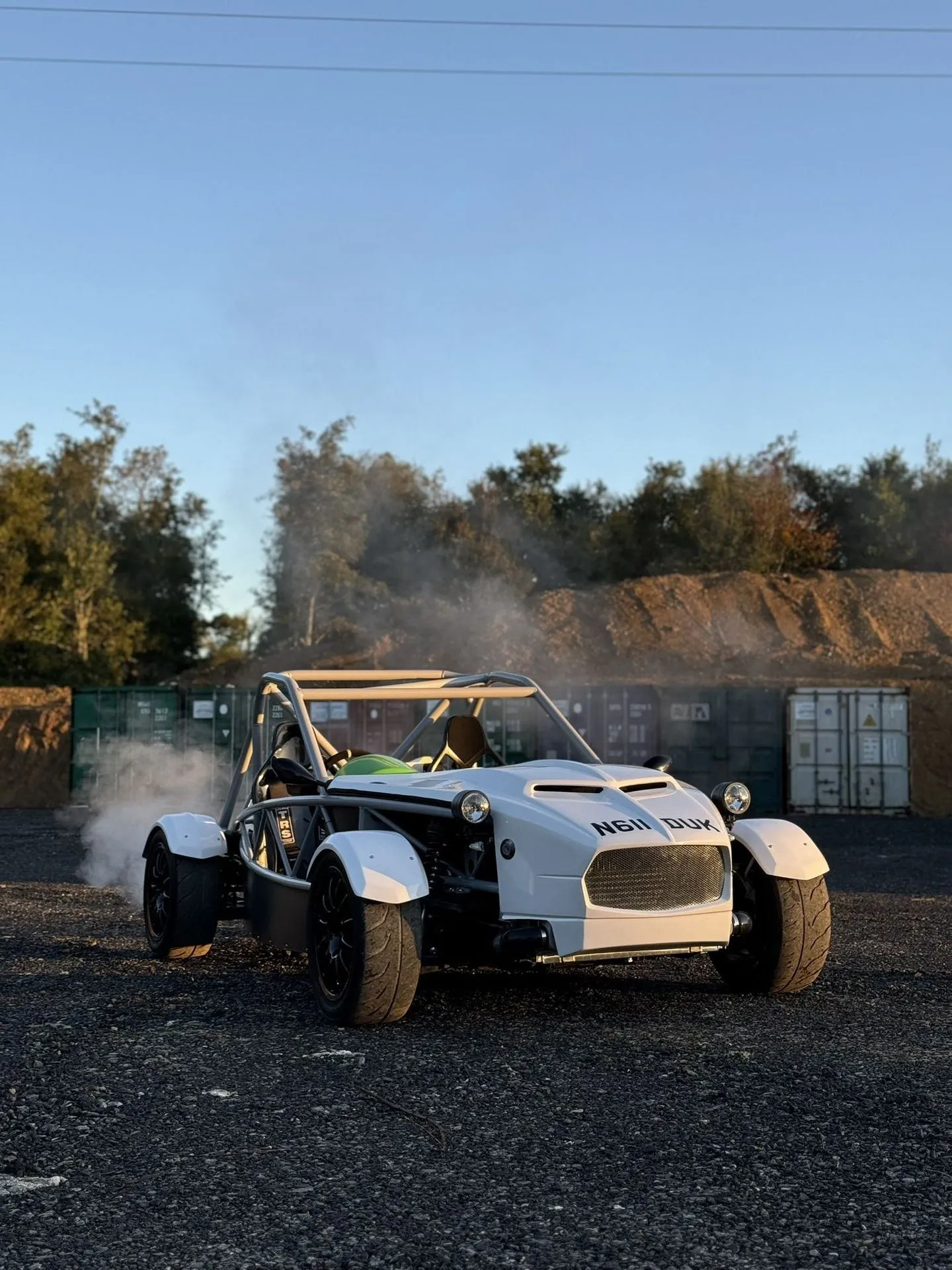MX-5 based Exocet warming up outside the workshop