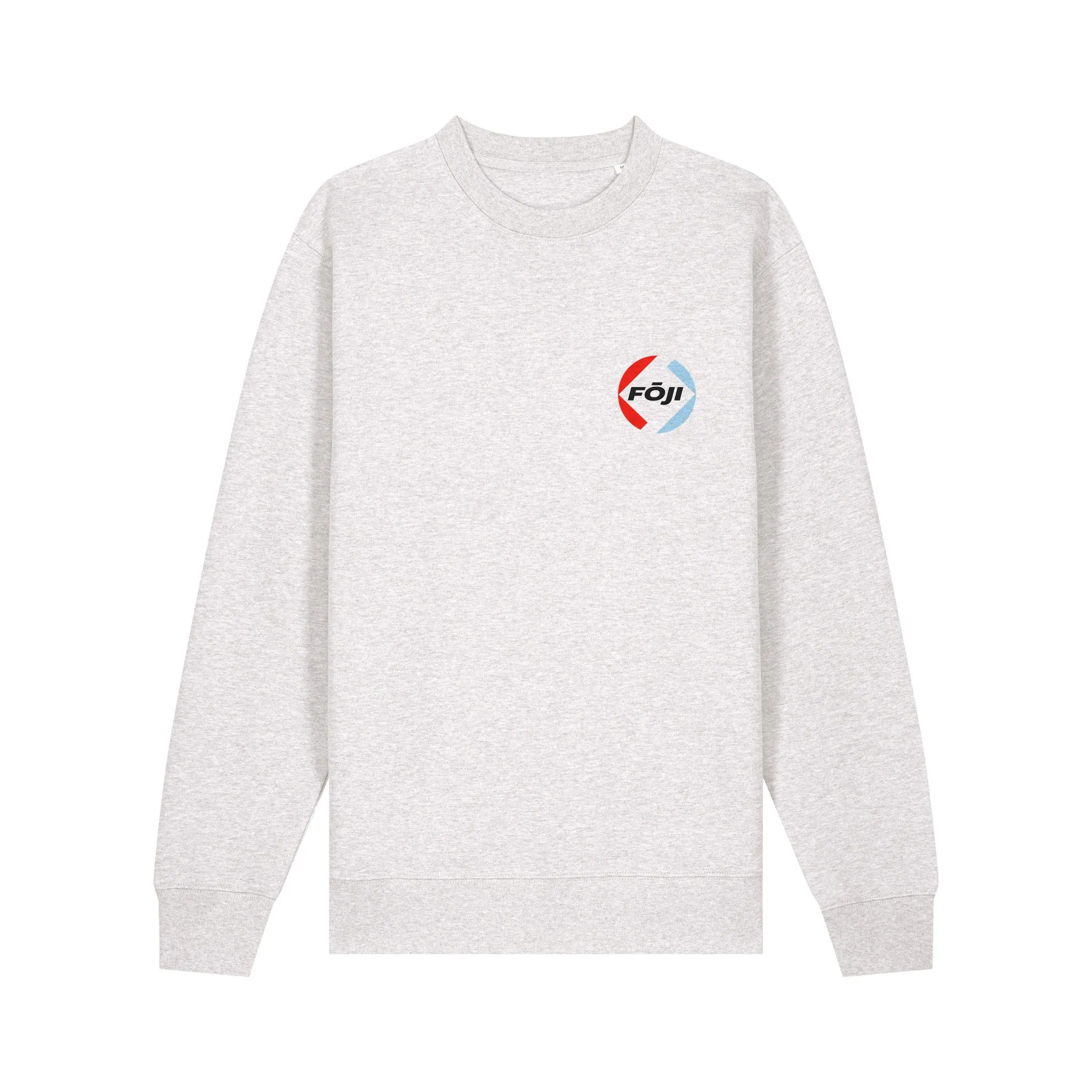 FOJI Badge Sweatshirt in Cool Heather Grey, front