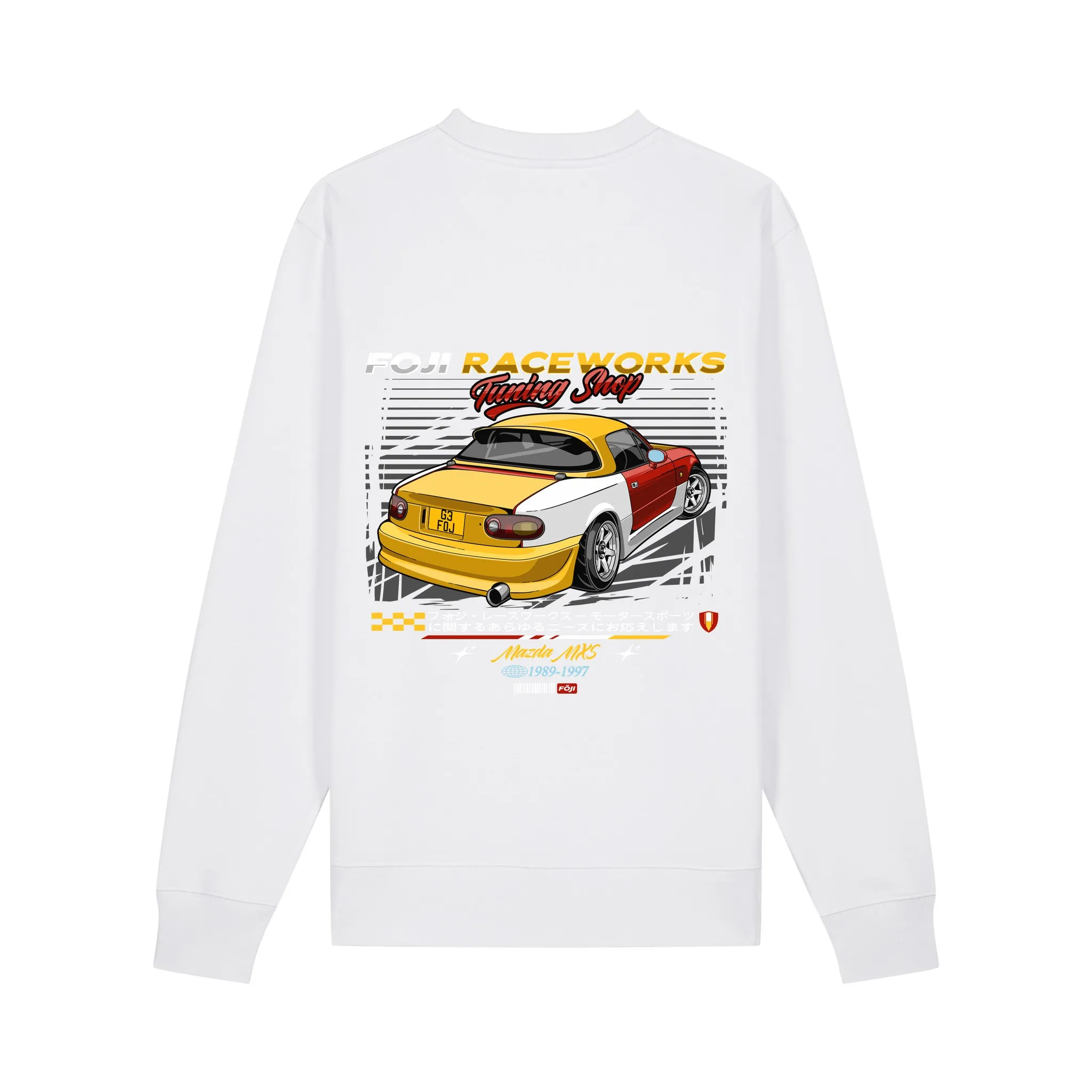 FOJI Tuning Shop Sweatshirt in White, back