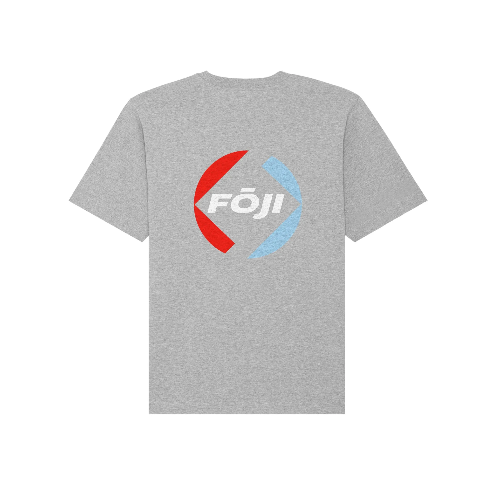 FOJI Badge Back Tee in Heather Grey, back