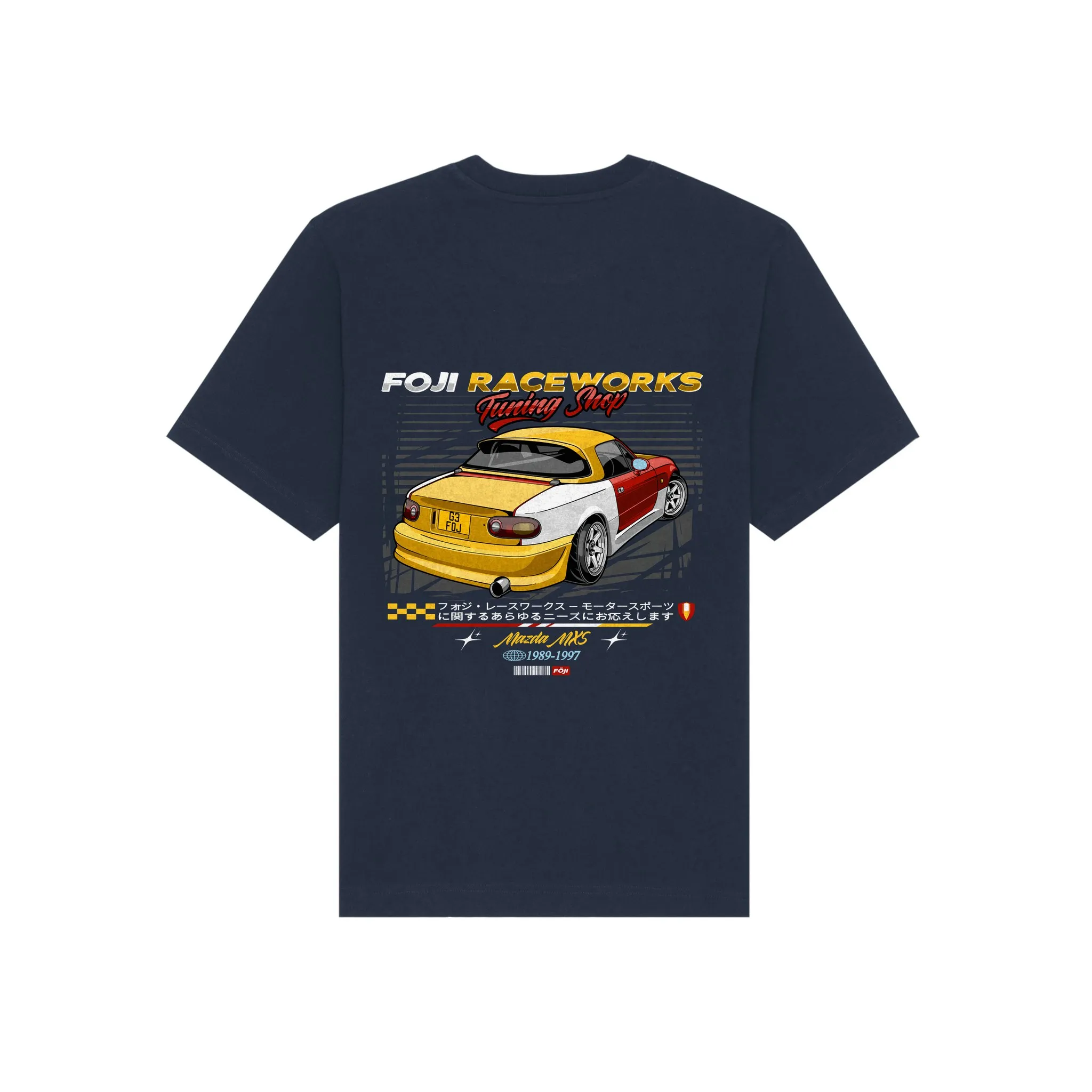 FOJI Tuning Shop Tee in French Navy, back