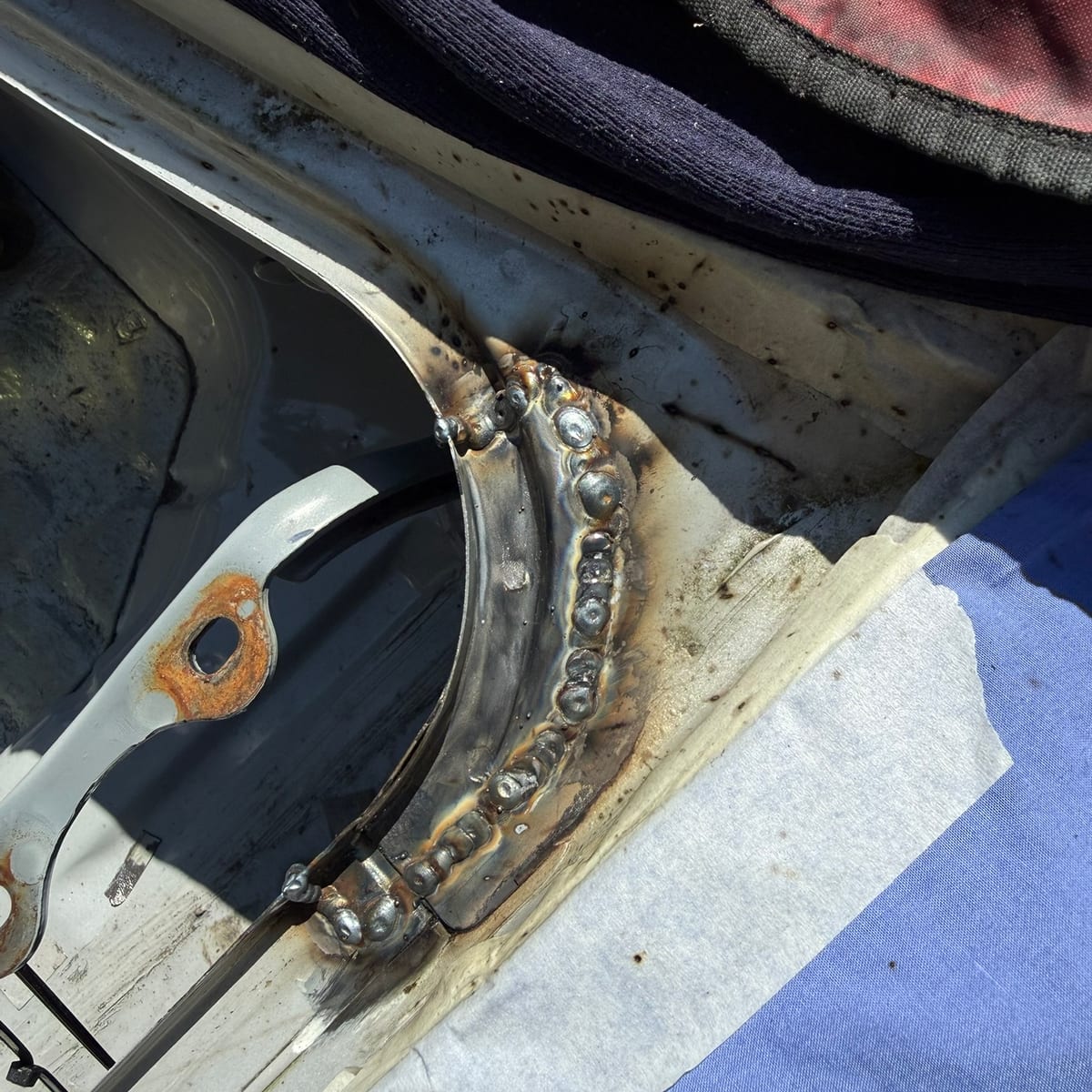 TIG-welded structural repair on a sill